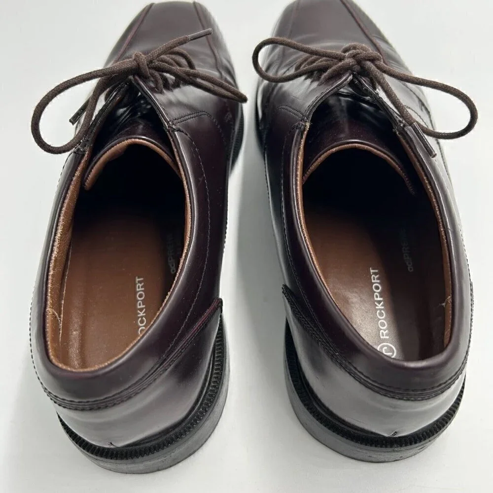 Rockport Adiprene by Adidas Size 9.5 Brown/Burgundy Leather Lace Up Dress Shoes
